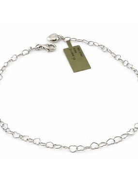 Heart Link Ankle Charm Bracelet Solid .925 Sterling Silver